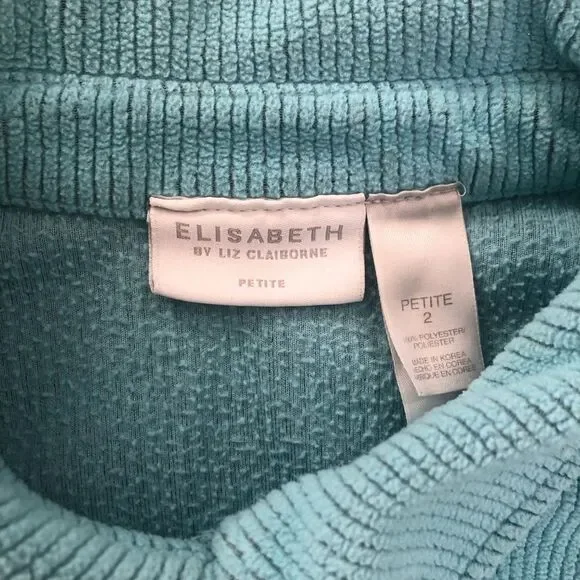 Elisabeth by Liz Claiborne Corduroy Long Sleeve Blue Shirt Petite 2 Plus Size - Picture 3 of 9